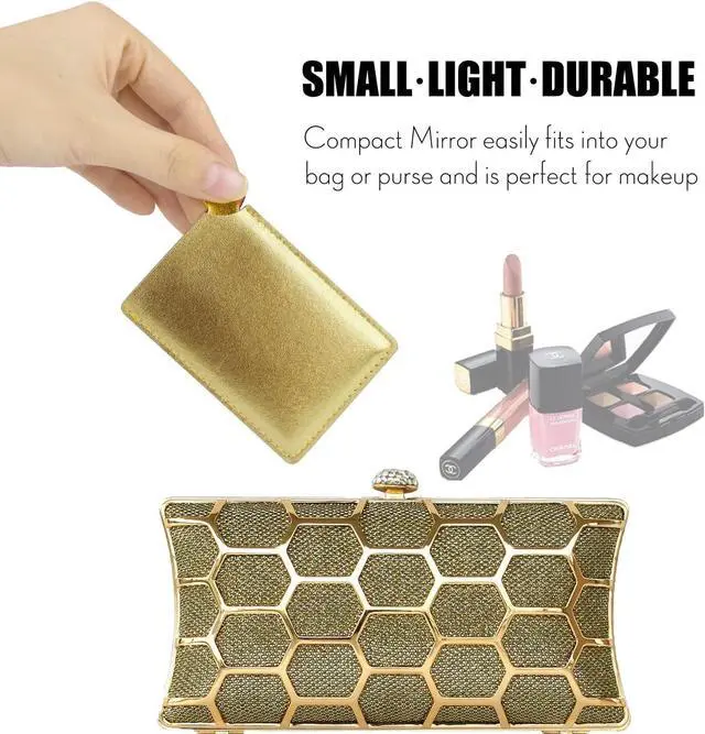 Alt view image 5 of 7 - IBEET Unbreakable Stainless Steel Makeup Mirrors,Vanity Mirror Small for Purse Handbag Travel, Rectangular Handheld Compact Pocket Mirror Tiny Wallet Mirror Plate for Makeup