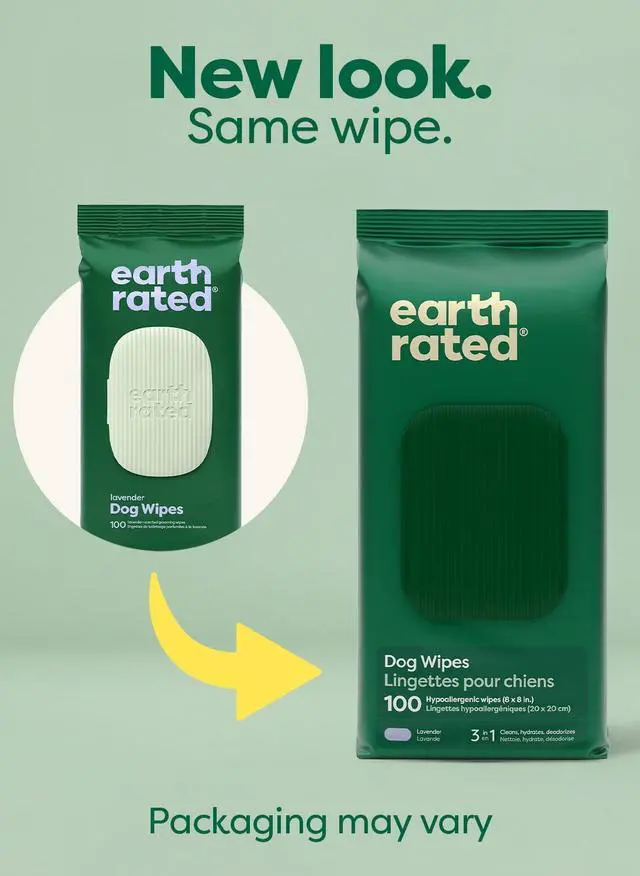 Alt view image 2 of 7 - Earth Rated Dog Wipes for Paws & Butt, Deodorizing, Lavender, 100ct | Hypoallergenic, 3-in-1 Cleaning and Hydrating, for Grooming Paws, Body and Butt