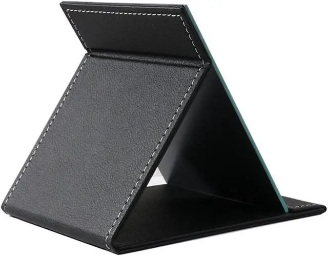 Alt view image 5 of 6 - JOLY Desk Mirror, Pu Leather Portable Folding Desktop Makeup Mirror with Adjustable Stand for Personal Office Travelling (L, Black)