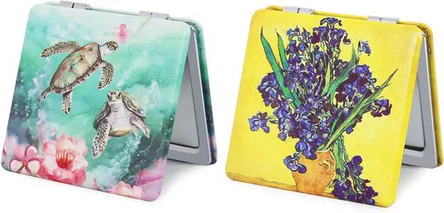 Main image of Pocket Mirror for Women, 2 Pcs Square 2.8 PU Style Double Sided 1X/3X Mirror for Purse Travel Compact Mirror (MA01OP03)