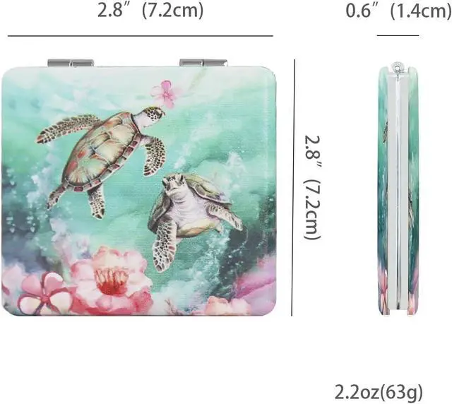 Alt view image 3 of 7 - Pocket Mirror for Women, 2 Pcs Square 2.8 PU Style Double Sided 1X/3X Mirror for Purse Travel Compact Mirror (MA01OP03)