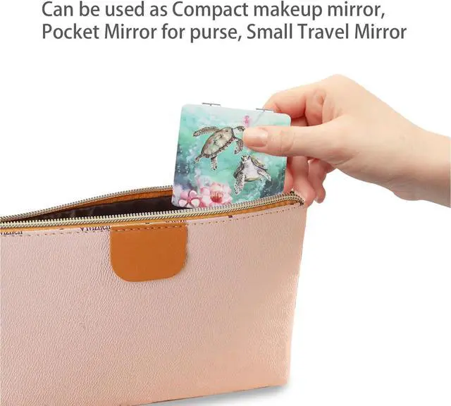 Alt view image 4 of 7 - Pocket Mirror for Women, 2 Pcs Square 2.8 PU Style Double Sided 1X/3X Mirror for Purse Travel Compact Mirror (MA01OP03)