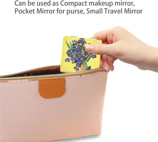 Alt view image 6 of 7 - Pocket Mirror for Women, 2 Pcs Square 2.8 PU Style Double Sided 1X/3X Mirror for Purse Travel Compact Mirror (MA01OP03)