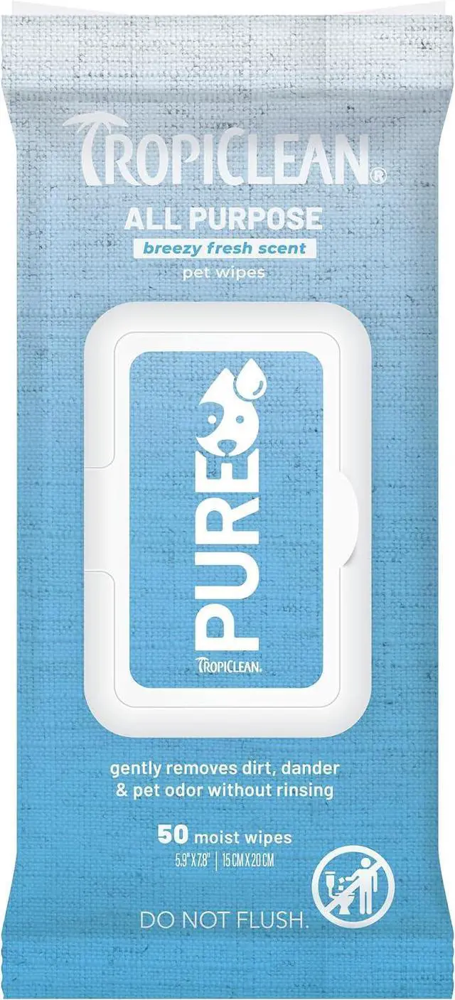 Main image of TropiClean Pure All Purpose Dog Wipes, Breezy Fresh Scent, 50ct