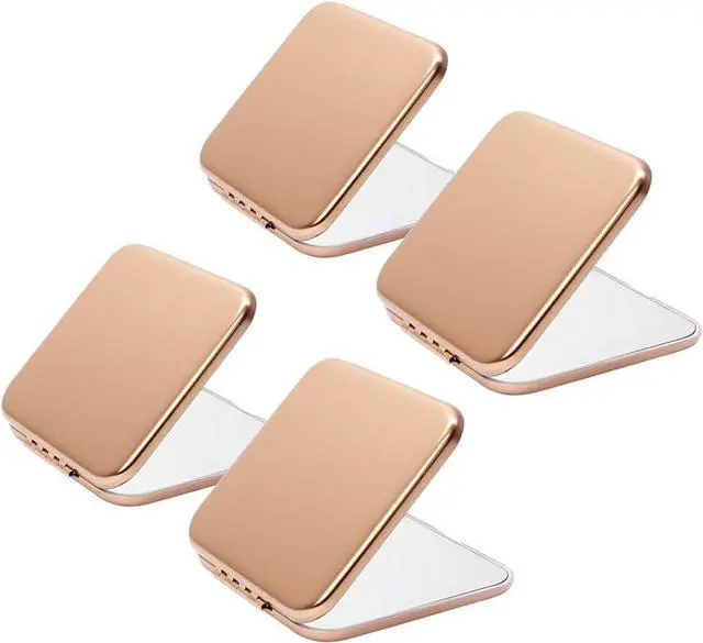 Main image of Compact Mirror Bulk, Metal Square Shell, Double-Sided 1X/2X Magnifying, Small Pocket Mirror, Portable Travel Mirror for Purse, Rose Glod, 4 Packs