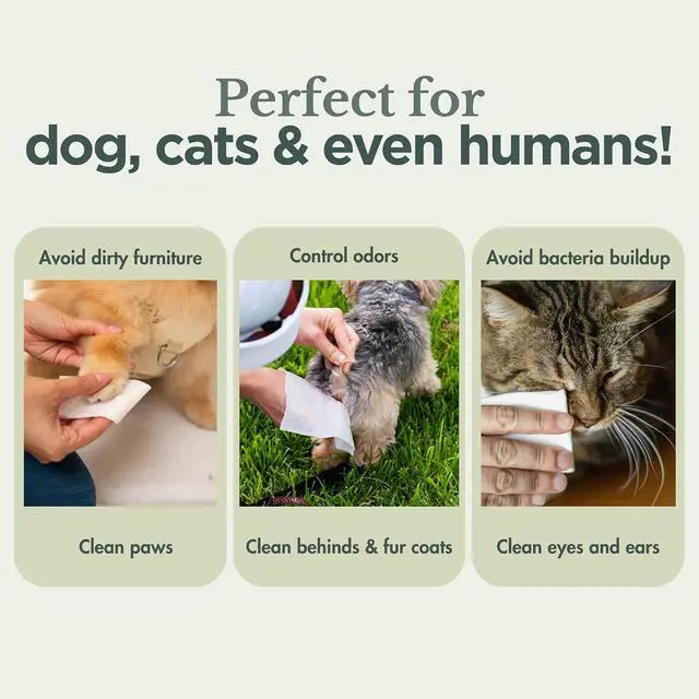 Alt view image 7 of 7 - Nina Woof Dog Wipes Fragrance-Free, Alcohol-Free, Hypoallergenic Pet Grooming Wipes with Aloe Vera, Biodegradable, for Dogs & Cats: Paws, Face, Ears & Butt (70 Count)