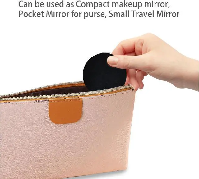 Alt view image 4 of 5 - Small Compact Mirror for Purse, 2 Pcs Round 2.8 PU Style Double Sided 1X/3X Black Pocket Mirror for Men (Black)