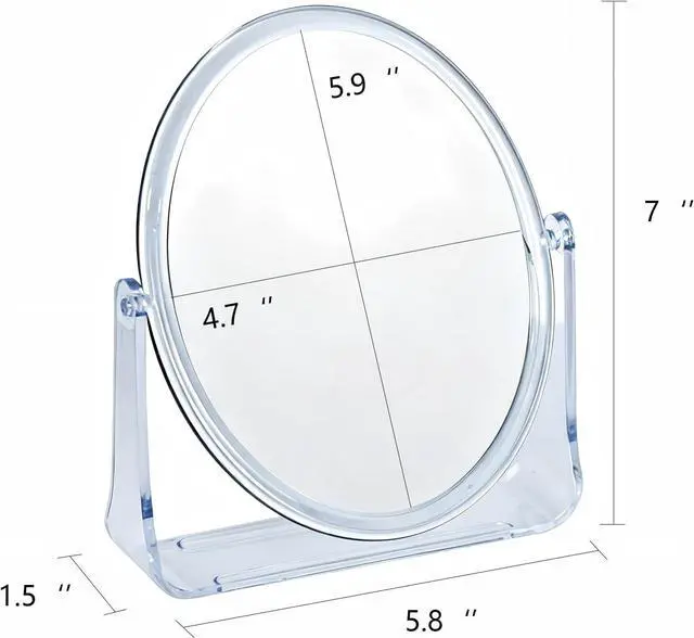 Alt view image 3 of 7 - 1x/1x Double-Sided Makeup Mirror, Clear Acrylic Desktop Mirror, 360-Degree Rotating Portable Desktop Mirror, Ideal for Makeup Application, Shaving, and Daily Skincare (Clear, Oval)