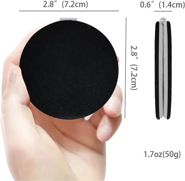 Alt view image 3 of 5 - Small Compact Mirror for Purse, 2 Pcs Round 2.8 PU Style Double Sided 1X/3X Black Pocket Mirror for Men (Black)
