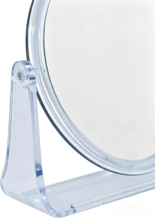 Alt view image 5 of 7 - 1x/1x Double-Sided Makeup Mirror, Clear Acrylic Desktop Mirror, 360-Degree Rotating Portable Desktop Mirror, Ideal for Makeup Application, Shaving, and Daily Skincare (Clear, Oval)