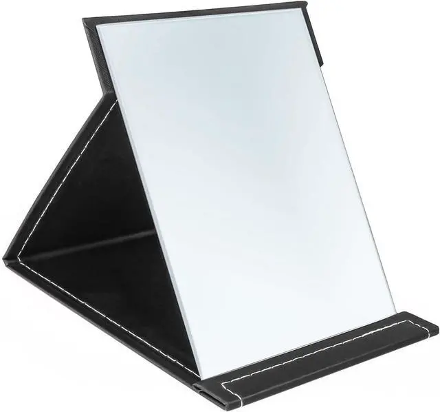 Main image of 7x10 Inches Makeup Mirror, Portable PU Leather Folding Desktop Vanity Mirror with Adjustable Stand for Vanity Table, Office, Travel (L, Black)