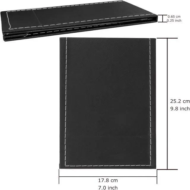 Alt view image 2 of 7 - 7x10 Inches Makeup Mirror, Portable PU Leather Folding Desktop Vanity Mirror with Adjustable Stand for Vanity Table, Office, Travel (L, Black)