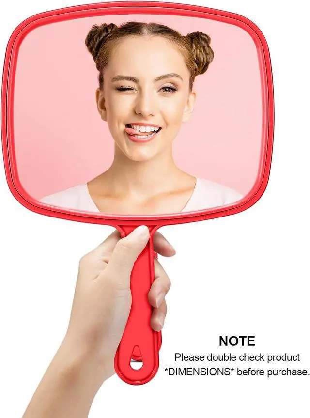 Alt view image 2 of 6 - PROTECLE 10.3" L x 7.4" W Handheld Mirror, Salon Barber Hairdressing, Red | Handheld Mirror, Haircut Mirror, Hangable, High-definition, Distortion-free Reflection, Hand Mirror for Men Women