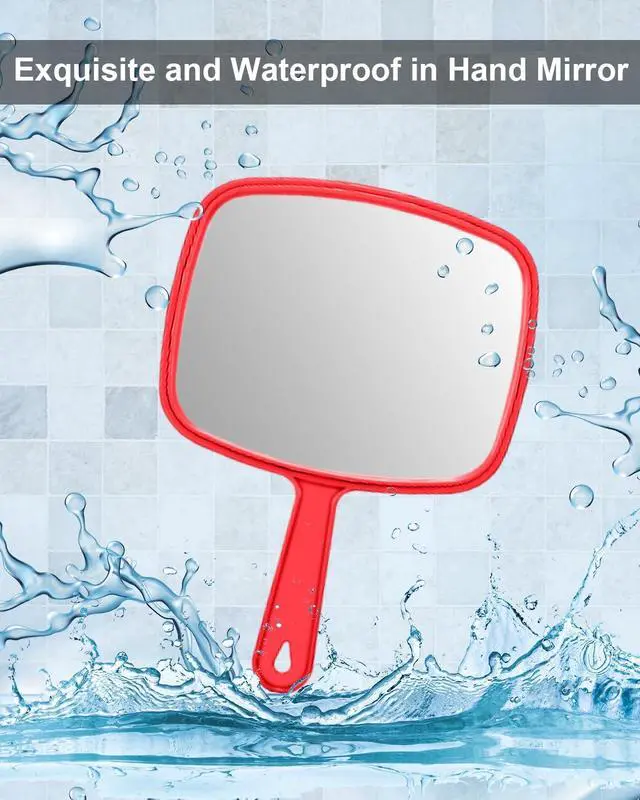 Alt view image 6 of 6 - PROTECLE 10.3" L x 7.4" W Handheld Mirror, Salon Barber Hairdressing, Red | Handheld Mirror, Haircut Mirror, Hangable, High-definition, Distortion-free Reflection, Hand Mirror for Men Women