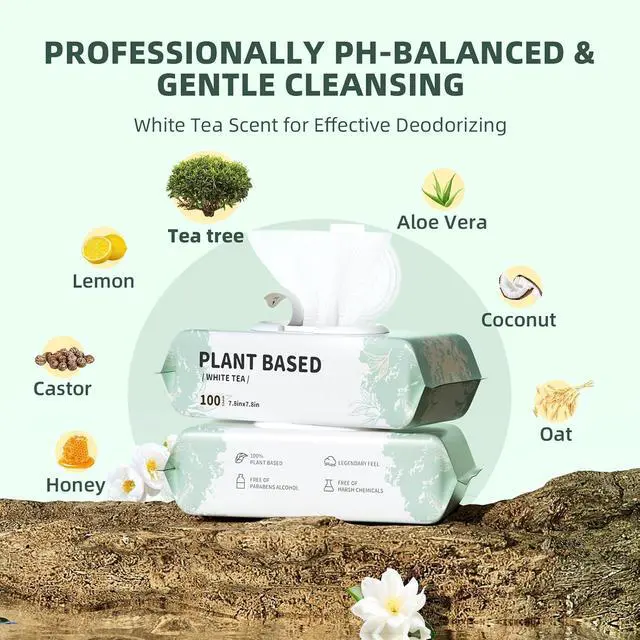 Alt view image 2 of 5 - IMMHABI 100 Count Dog Wipes for Paws and Butt Hypoallergenic Pets Cleansing & Deodorizing Hygienic Puppy Wipes for Dogs Face and Body Wipes Cleaning Fur Doggie Wipes Doggy Wipes (White Tea)