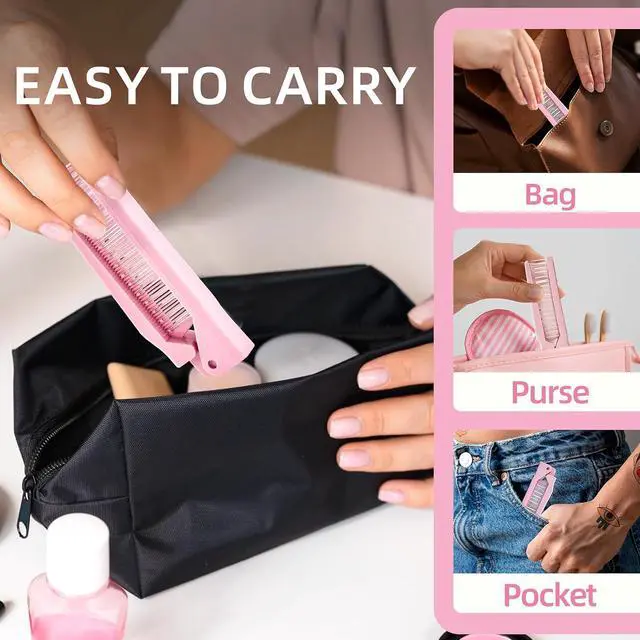 Alt view image 5 of 7 - 2 Pack Folding Hair Combs, Foldable Comb Brush Combo, Mini Protable Folding brush for Purse Bags Porket, Travel Size Hair Comb, Small Pocket Combs for Women and Girls(Pink&Purple)