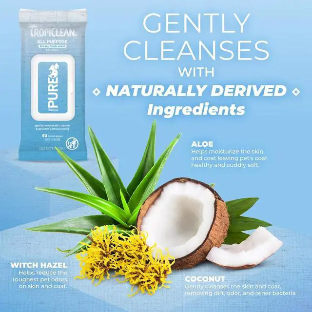 Alt view image 7 of 7 - TropiClean Pure All Purpose Dog Wipes, Breezy Fresh Scent, 50ct