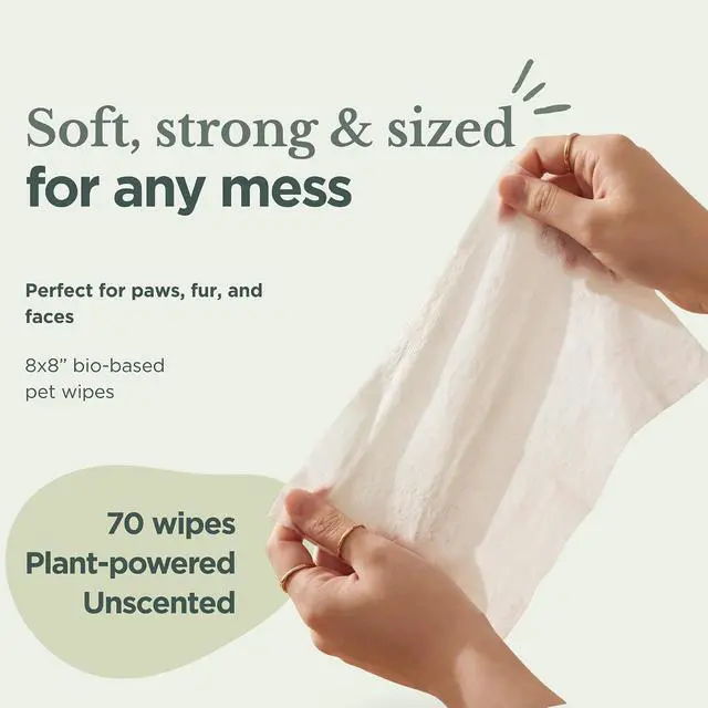Alt view image 4 of 7 - Nina Woof Dog Wipes Fragrance-Free, Alcohol-Free, Hypoallergenic Pet Grooming Wipes with Aloe Vera, Biodegradable, for Dogs & Cats: Paws, Face, Ears & Butt (70 Count)