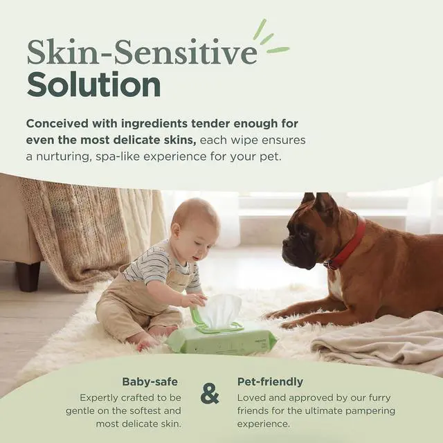 Alt view image 6 of 7 - Nina Woof Dog Wipes Fragrance-Free, Alcohol-Free, Hypoallergenic Pet Grooming Wipes with Aloe Vera, Biodegradable, for Dogs & Cats: Paws, Face, Ears & Butt (70 Count)