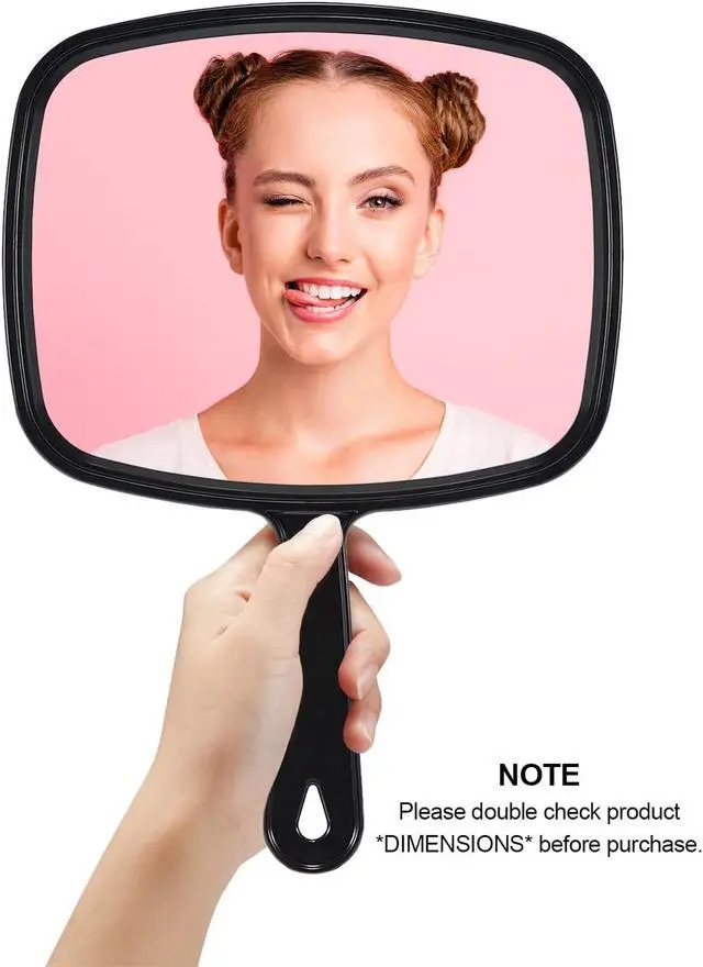 Alt view image 3 of 7 - PROTECLE 10.3" L x 7.4" W Handheld Mirror, Salon Barber Hairdressing, Black | Hand Held Mirror, Barber Mirror, Hangable, High-definition, Distortion-free Reflection, Hand Mirror for Men Women