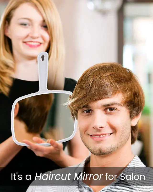 Alt view image 5 of 6 - PROTECLE 10.3" L x 7.4" W Handheld Mirror, Salon Barber Hairdressing, White | Hand Held Mirror, Barber Mirror, Hangable, High-definition, Distortion-free Reflection, Hand Mirror for Men Women