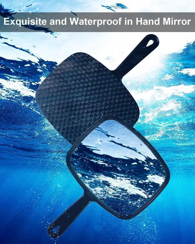 Alt view image 6 of 7 - PROTECLE 10.3" L x 7.4" W Handheld Mirror, Salon Barber Hairdressing, Black | Hand Held Mirror, Barber Mirror, Hangable, High-definition, Distortion-free Reflection, Hand Mirror for Men Women