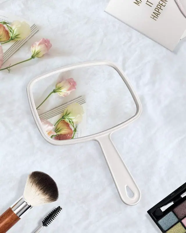 Alt view image 6 of 6 - PROTECLE 10.3" L x 7.4" W Handheld Mirror, Salon Barber Hairdressing, White | Hand Held Mirror, Barber Mirror, Hangable, High-definition, Distortion-free Reflection, Hand Mirror for Men Women