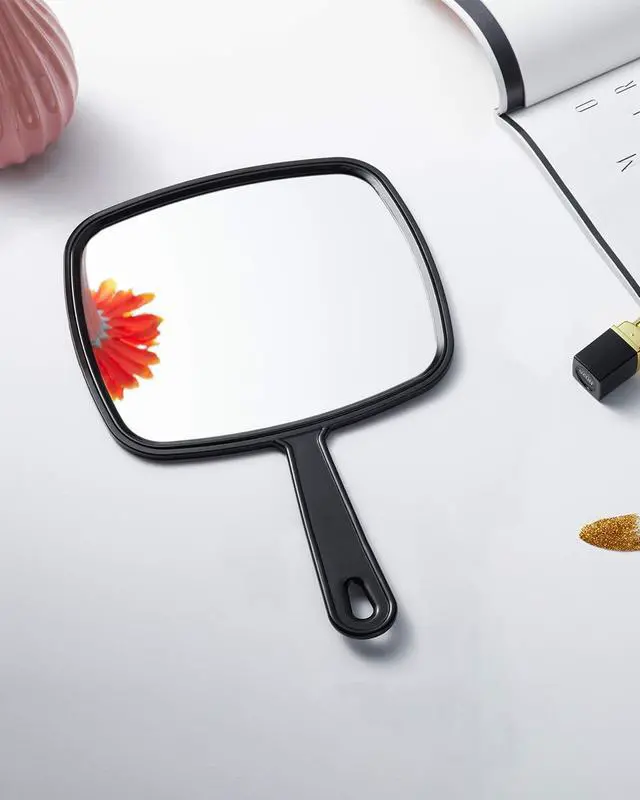 Alt view image 7 of 7 - PROTECLE 10.3" L x 7.4" W Handheld Mirror, Salon Barber Hairdressing, Black | Hand Held Mirror, Barber Mirror, Hangable, High-definition, Distortion-free Reflection, Hand Mirror for Men Women