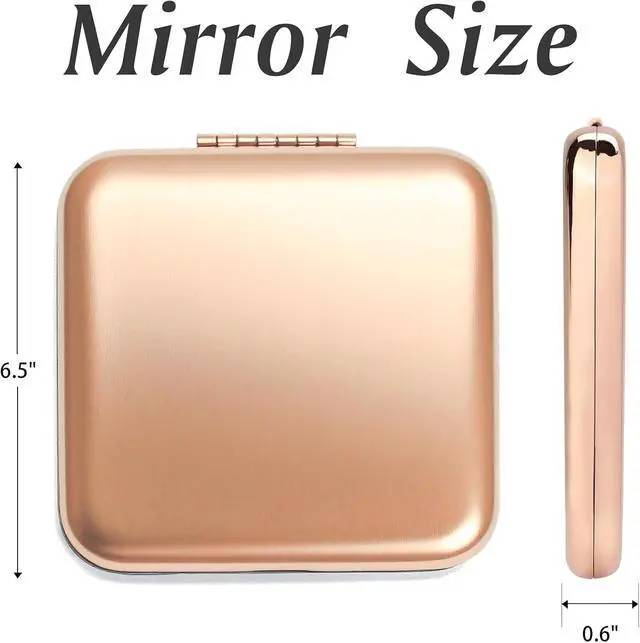 Alt view image 3 of 7 - Compact Mirror Bulk, Metal Square Shell, Double-Sided 1X/2X Magnifying, Small Pocket Mirror, Portable Travel Mirror for Purse, Rose Glod, 4 Packs
