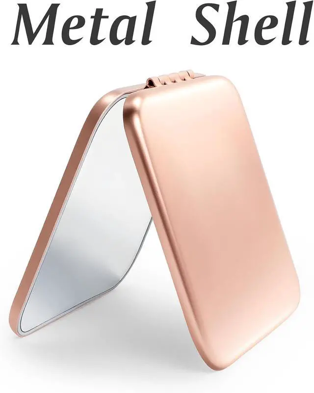 Alt view image 5 of 7 - Compact Mirror Bulk, Metal Square Shell, Double-Sided 1X/2X Magnifying, Small Pocket Mirror, Portable Travel Mirror for Purse, Rose Glod, 4 Packs
