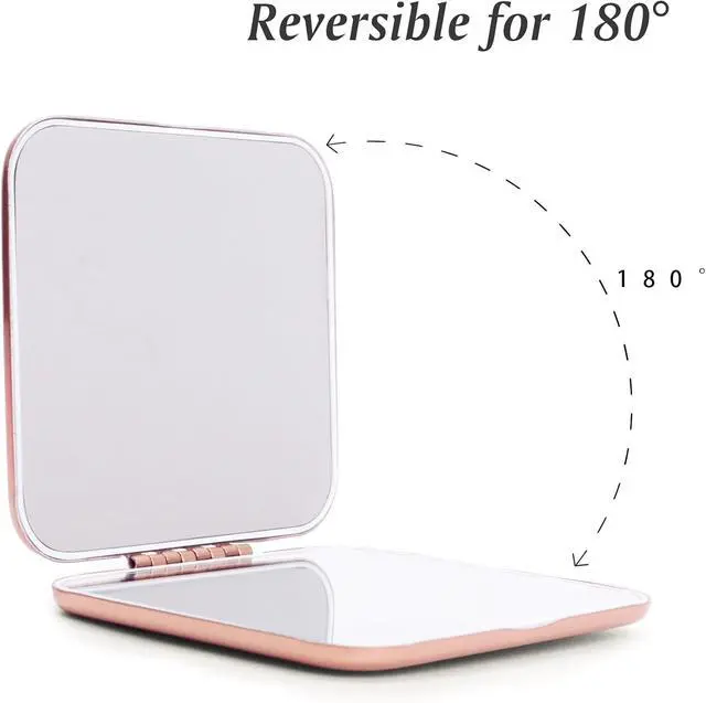 Alt view image 6 of 7 - Compact Mirror Bulk, Metal Square Shell, Double-Sided 1X/2X Magnifying, Small Pocket Mirror, Portable Travel Mirror for Purse, Rose Glod, 4 Packs