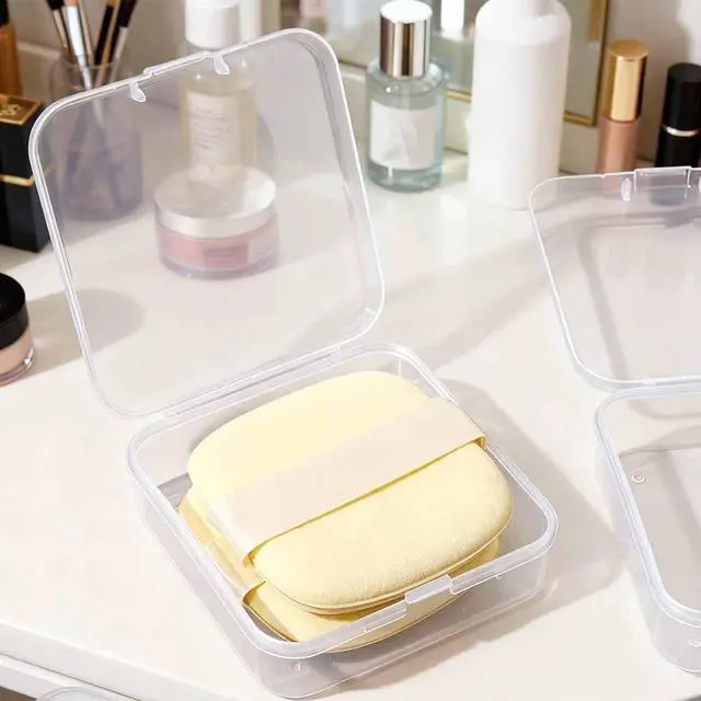 Alt view image 3 of 7 - 6 PCS Square Powder Puff Holders Cases Clear Makeup Sponge Protective Container Portable Beauty Blender Holder Reusable Dust-Proof Pocket Cosmetic Puff Box Beauty Makeup Tools for Travel (Transparent)