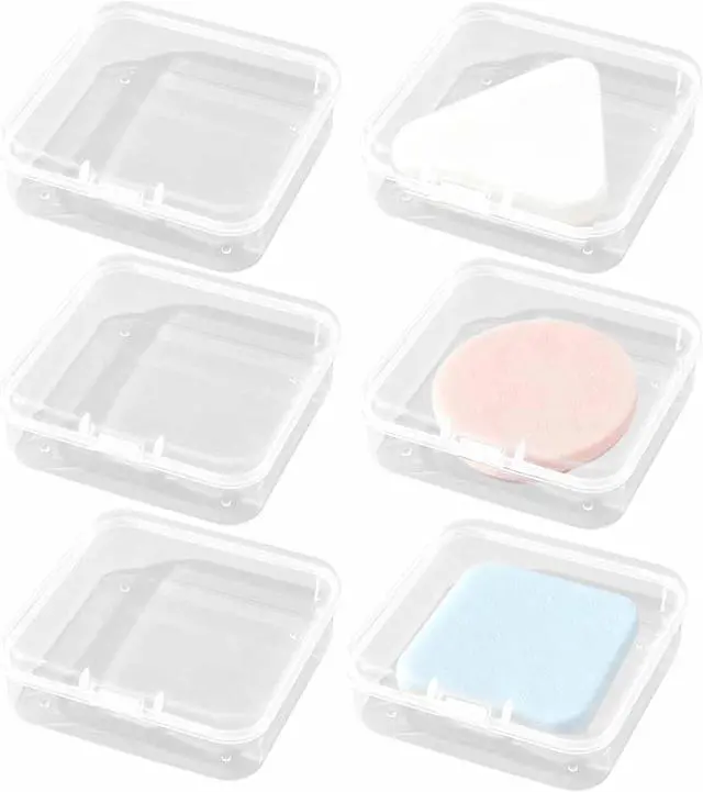 Main image of 6 PCS Square Powder Puff Holders Cases Clear Makeup Sponge Protective Container Portable Beauty Blender Holder Reusable Dust-Proof Pocket Cosmetic Puff Box Beauty Makeup Tools for Travel (Transparent)