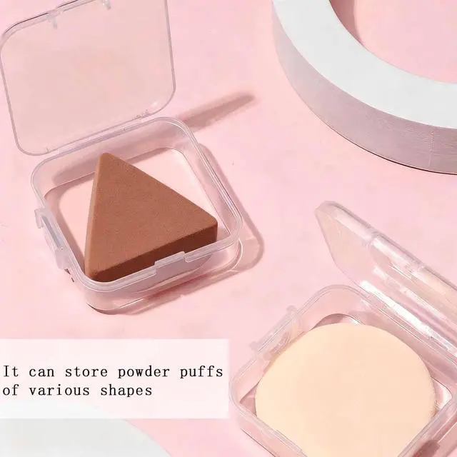 Alt view image 4 of 7 - 6 PCS Square Powder Puff Holders Cases Clear Makeup Sponge Protective Container Portable Beauty Blender Holder Reusable Dust-Proof Pocket Cosmetic Puff Box Beauty Makeup Tools for Travel (Transparent)