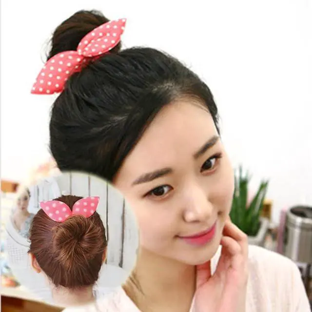 Alt view image 2 of 7 - 6Pcs Magic Rabbit Ear Sponge Foam Donut Holder Twist Hair Styling Curl Bun Maker Hairstyle Must-haves Tool