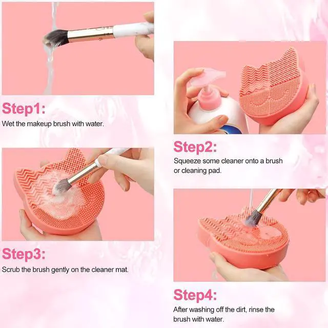 Alt view image 3 of 7 - Mygeromon Makeup Brush Cleaner Mat Silicone with Dryer Holder (Orange) | 2 in 1 Portable Cosmetic Tool