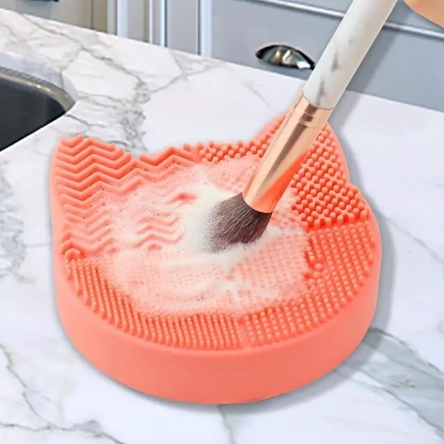 Alt view image 4 of 7 - Mygeromon Makeup Brush Cleaner Mat Silicone with Dryer Holder (Orange) | 2 in 1 Portable Cosmetic Tool