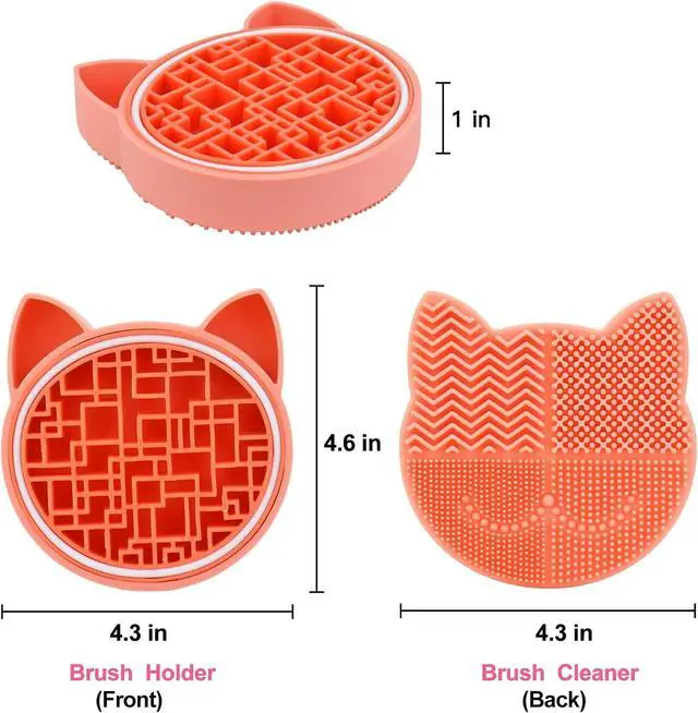 Alt view image 6 of 7 - Mygeromon Makeup Brush Cleaner Mat Silicone with Dryer Holder (Orange) | 2 in 1 Portable Cosmetic Tool