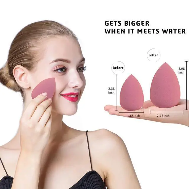 Alt view image 4 of 6 - Makeup Sponges Set - Beauty sponges Blending Blenders with 1 Holder and Egg Case, Flawless for Cream, Powder and Liquid (Pink, 4Pcs+1Holder+ case)