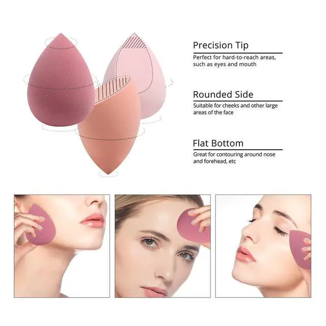 Alt view image 5 of 6 - Makeup Sponges Set - Beauty sponges Blending Blenders with 1 Holder and Egg Case, Flawless for Cream, Powder and Liquid (Pink, 4Pcs+1Holder+ case)