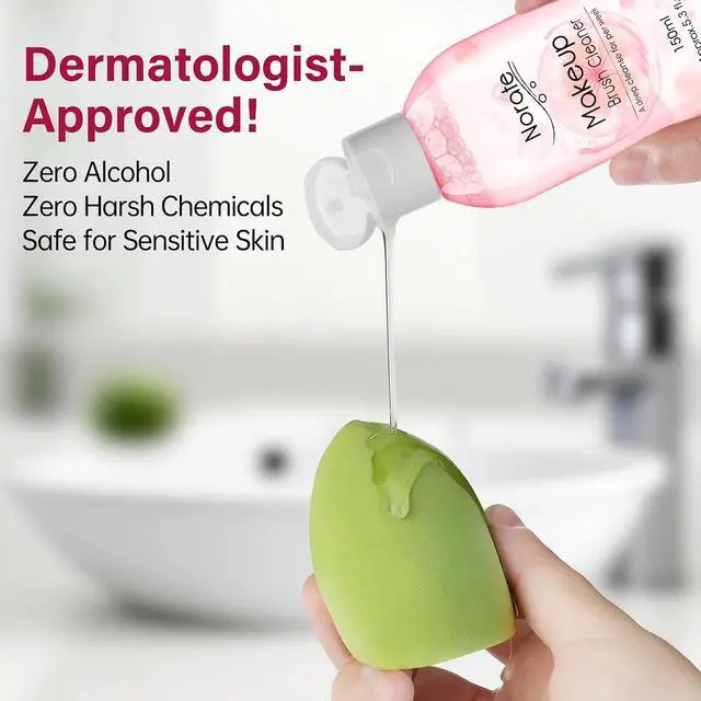 Alt view image 2 of 7 - Norate Makeup Brush Cleaner, Make Up Brush Cleansers Solution, Makeup Cleaner for Makeup Brushes, Beauty Sponge, Powder Puff, Deep Clean Brush Shampoo, Gentle Formula Cruelty Free 5.3 FL.OZ
