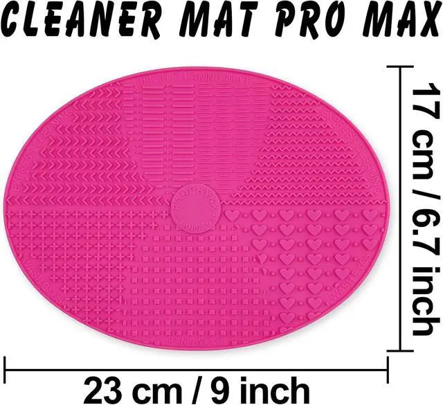 Alt view image 2 of 6 - Makeup Brush Cleaner Mat Silicone Brush Cleaning Mat Big Size Make Up Brush Clean Pad with Suction Cup for Makeup Brush Cleaning (Hot Pink)