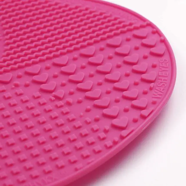 Alt view image 5 of 6 - Makeup Brush Cleaner Mat Silicone Brush Cleaning Mat Big Size Make Up Brush Clean Pad with Suction Cup for Makeup Brush Cleaning (Hot Pink)