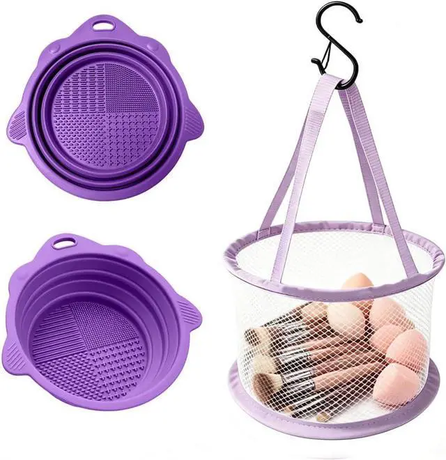 Main image of Makeup Brush Cleaner Mat & Drying Basket, Makeup Brush Cleaner and Dryer, Make Up Brush Cleaner Pad & Solution 3 In 1, Brush Cleaner Make Up Tool