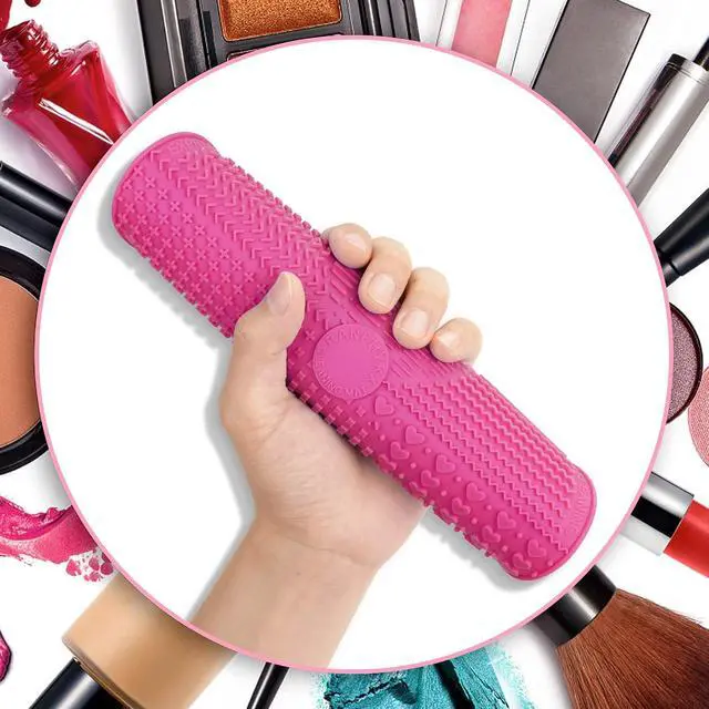 Alt view image 6 of 6 - Makeup Brush Cleaner Mat Silicone Brush Cleaning Mat Big Size Make Up Brush Clean Pad with Suction Cup for Makeup Brush Cleaning (Hot Pink)