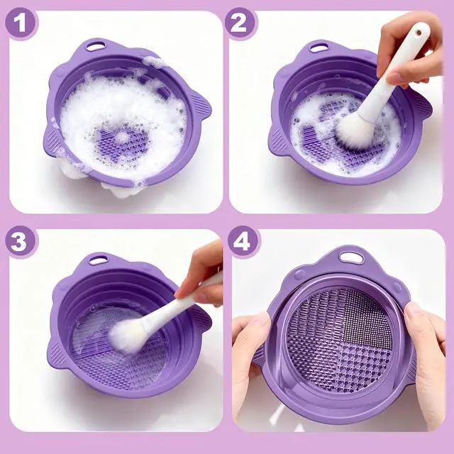 Alt view image 4 of 7 - Makeup Brush Cleaner Mat & Drying Basket, Makeup Brush Cleaner and Dryer, Make Up Brush Cleaner Pad & Solution 3 In 1, Brush Cleaner Make Up Tool