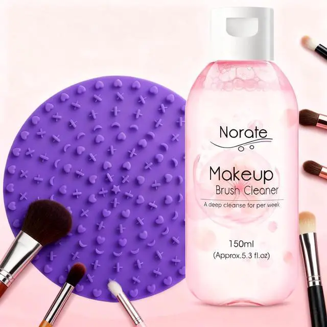 Alt view image 6 of 7 - Norate Makeup Brush Cleaner, Make Up Brush Cleaner Cleanser Solution + Brush Cleaner Mat, Make Up Cleaner for Brushes, Sponges, Deep Clean Brush Shampoo, Gentle Formula Cruelty Free & Vegan 2 Pcs Set