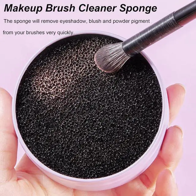 Alt view image 3 of 7 - 2 Pack Makeup Brush Cleaner Dry Sponge to Remove Eyeshadow Blush Powder Brush Color Change Clean Quickily and Easily Portable for Home or Travel Makeup