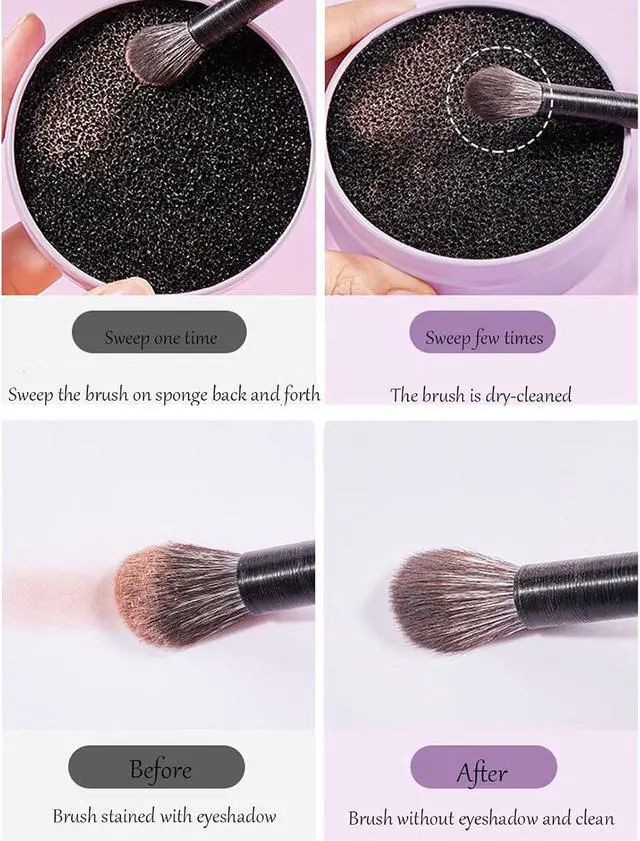 Alt view image 4 of 7 - 2 Pack Makeup Brush Cleaner Dry Sponge to Remove Eyeshadow Blush Powder Brush Color Change Clean Quickily and Easily Portable for Home or Travel Makeup