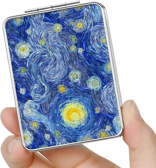 Main image of Pocket Mirror, Small Travel Mirror with Magnification, Portable Double-Sided Magnifying Cosmetic Mirror for Daily (Blue Moon)